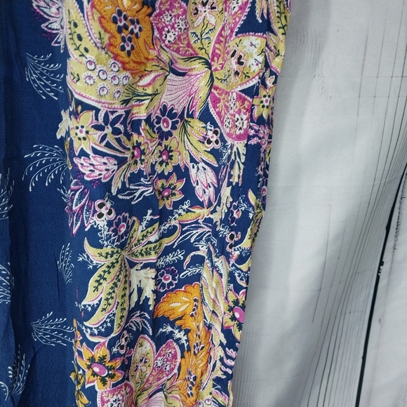 Anthropologie Odette Pants Size Med Blue Floral High Waist Tapered Joggers - Picture 7 of 13